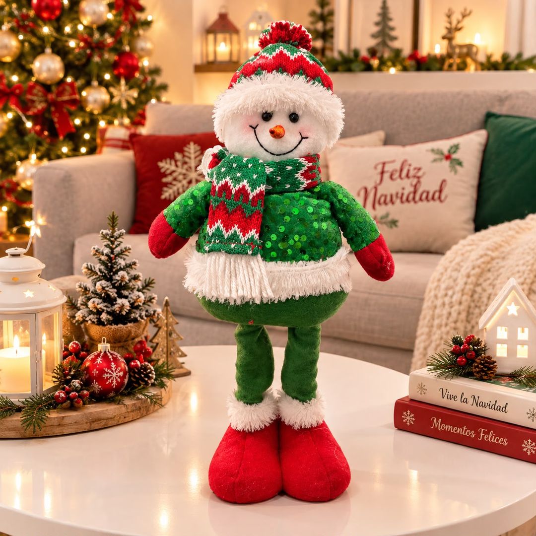 DECORACIÓN NAVIDEÑA SANTA Y MUÑECO DE NIEVE 
