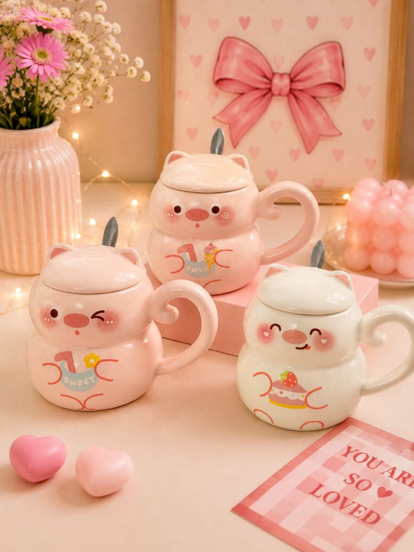 Mug cerdito con cuchara 