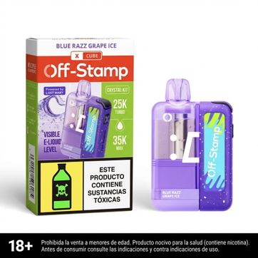 Off Stamp Blue Razz Grape Ice Crystal Cube 35.000 Puffs Kit - imagen 1