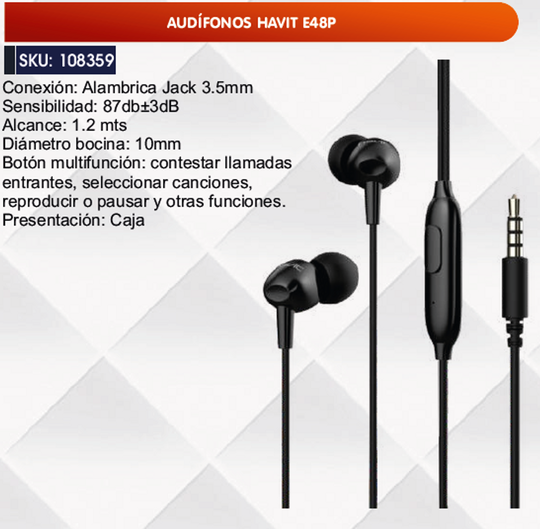 AUDÍFONOS HAVIT E48P
