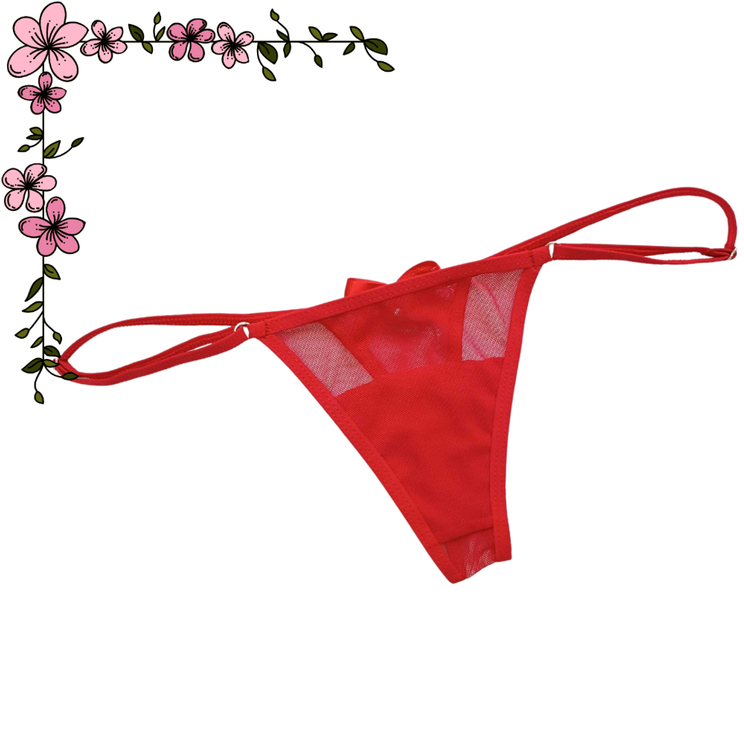 Tanga con moño trasero en mallatex 