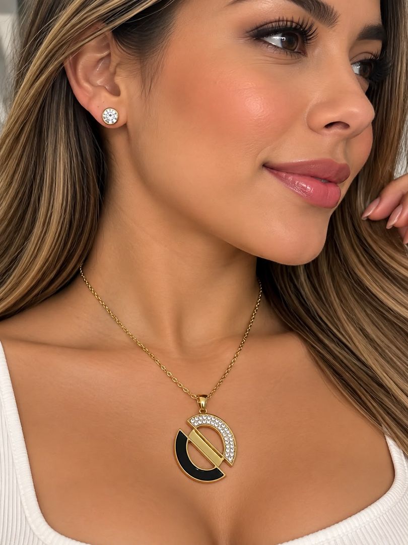 Set collar + aretes acero inoxidable 
