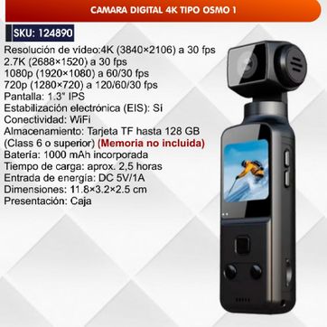 Imagen del producto CAMARA DIGITAL 4K TIPO OSMO 1