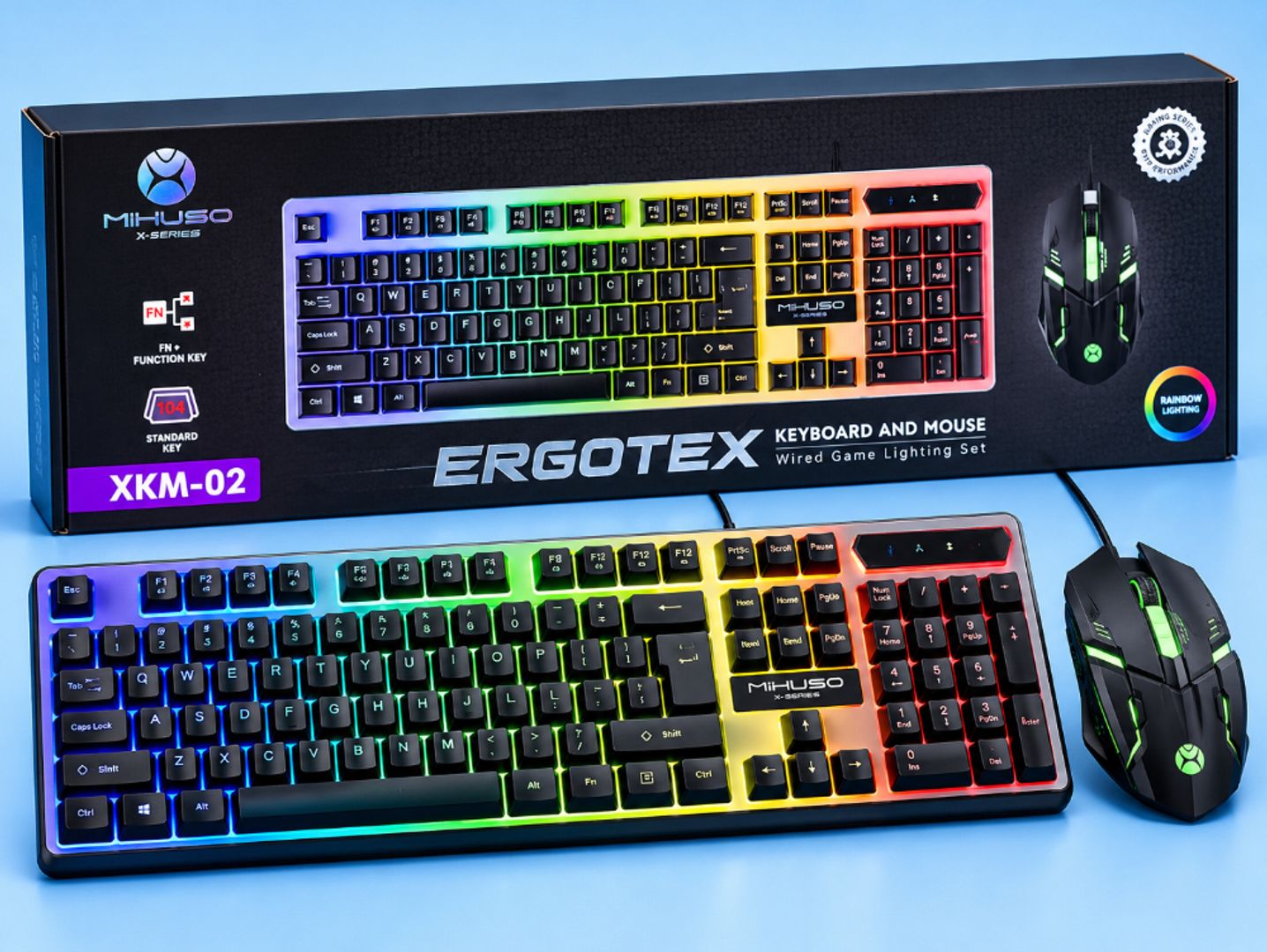 Combo Gamer MIHUSO X-Series XKM-02 ERGOTEX – Teclado y Mouse RGB