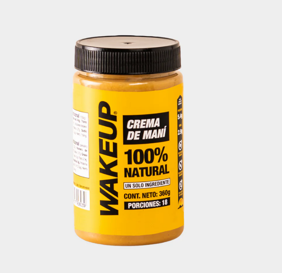 MANTEQUILLA DE MANI NATURAL WAKEUP X 360 GR