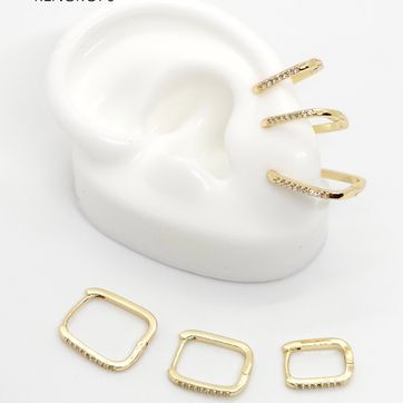 Imagen del producto SET CANDONGA CUADRADA CIRCONES RODINADA X 3