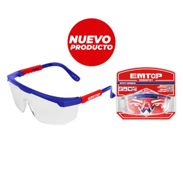 EMTOP GAFAS DE SEGURIDAD TRANSPARENTES CON MARCO AJUSTABLE AZUL X ROJO - imagen 1