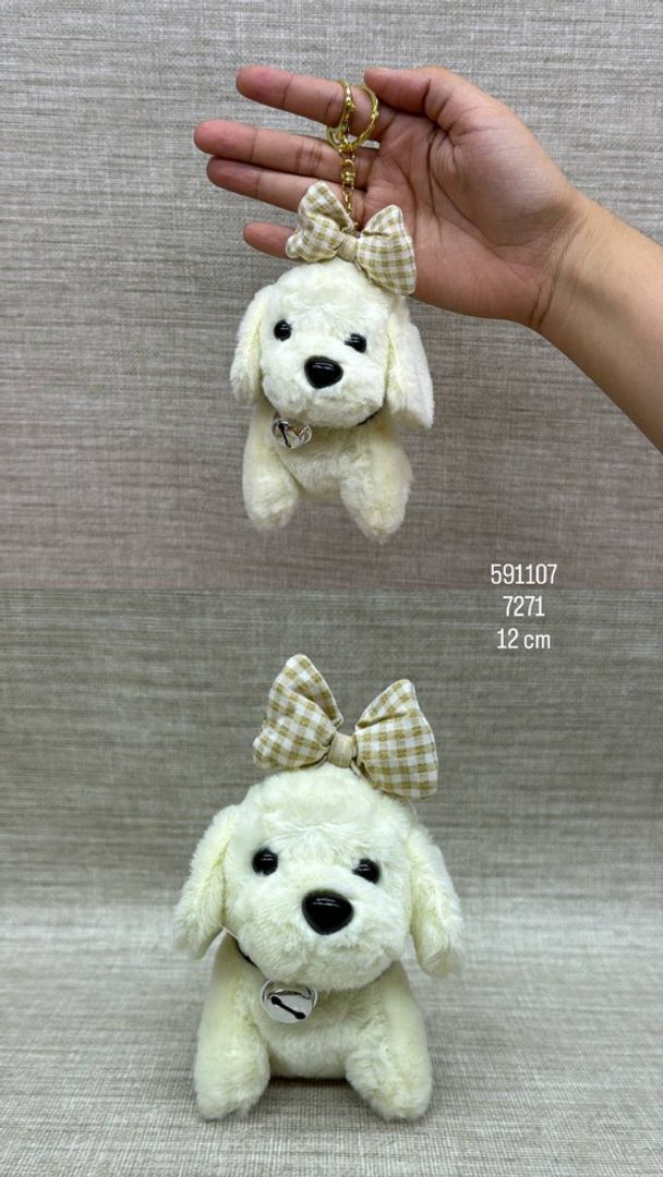 LLAVERO DE PERRITA CON MOÑO SURTIDA 12 CM