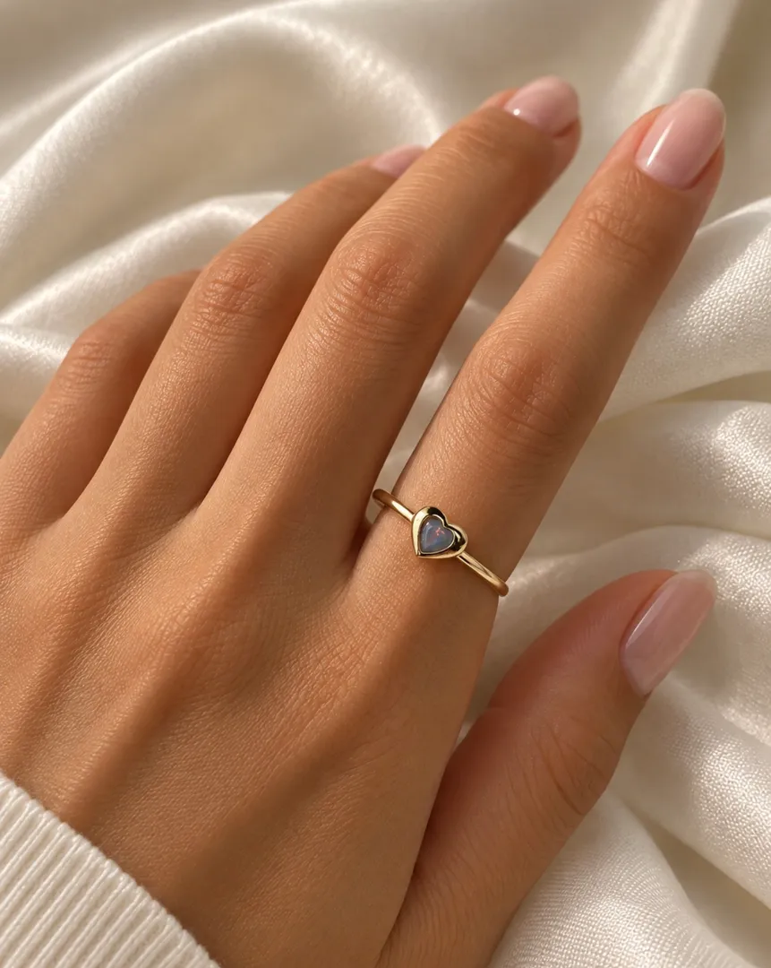 Anillo corazon piedra 