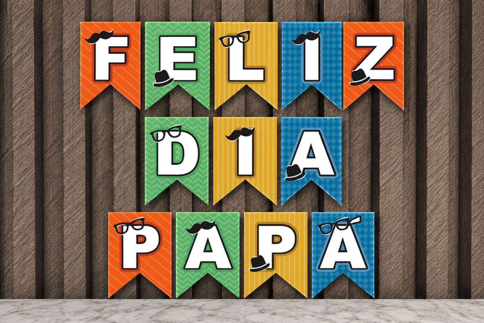 GUIRNALDA FELIZ DÍA PAPA’ DOS PUNTAS COLORES
