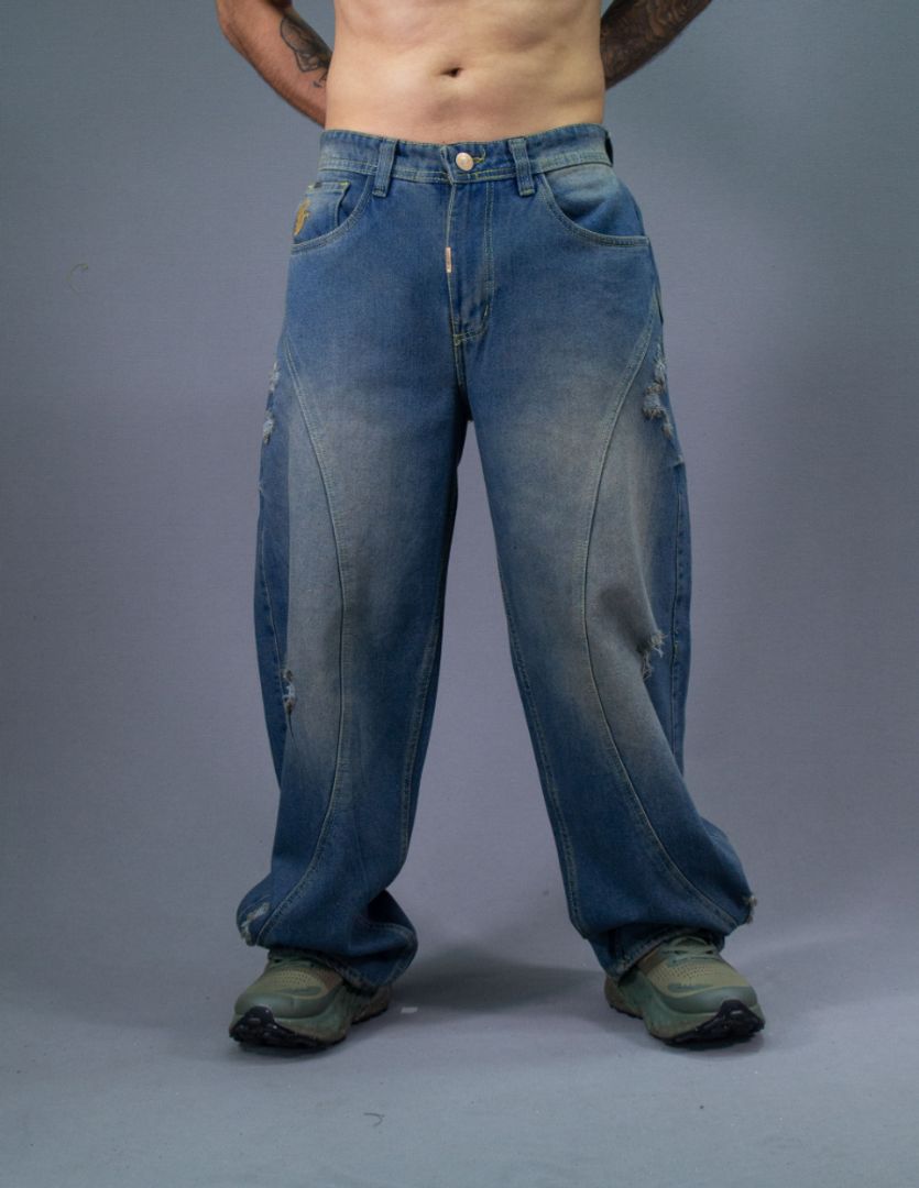 JEANS SUPER BAGGY CORTES AZUL