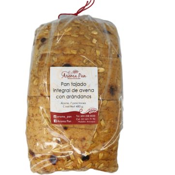 Imagen del producto PAN TAJADO MASA MADRE DE AVENA CON ARANDANOS X 500GR AROMA PAN