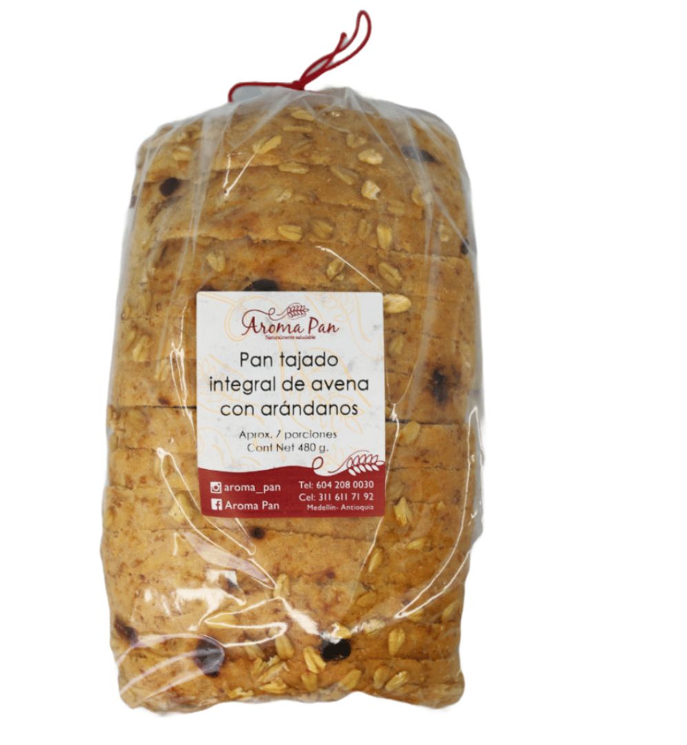 PAN TAJADO MASA MADRE DE AVENA CON ARANDANOS X 500GR AROMA PAN