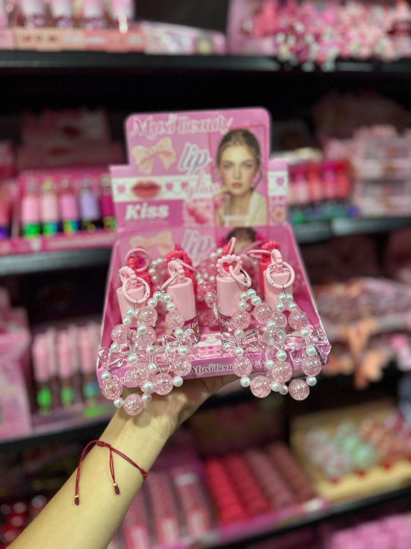 Lip Gloss Portátil con Accesorio de Perlas Muxi Beauty