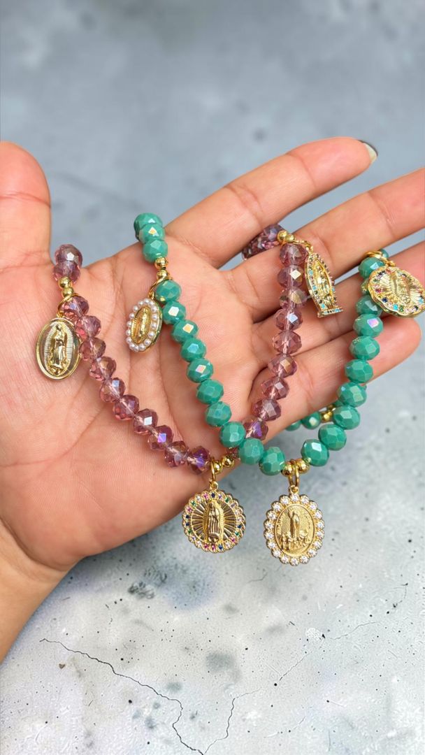 Denario pulsera rosa/lila tornasol