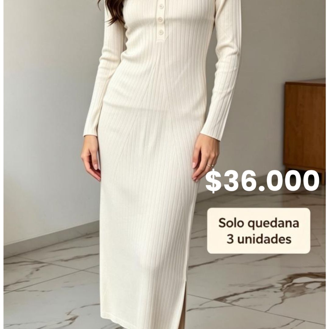 Vestido beige mujer