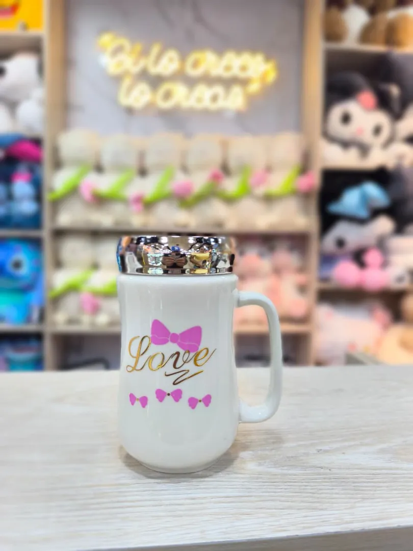 MUG TAPA ESPEJO MOÑO ROSADO FRASES