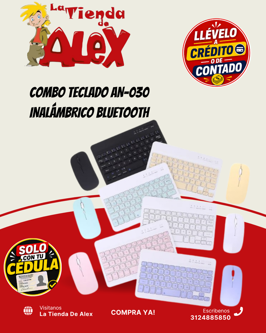 COMBO TECLADO AN-030 INALÁMBRICO BLUETOOTH