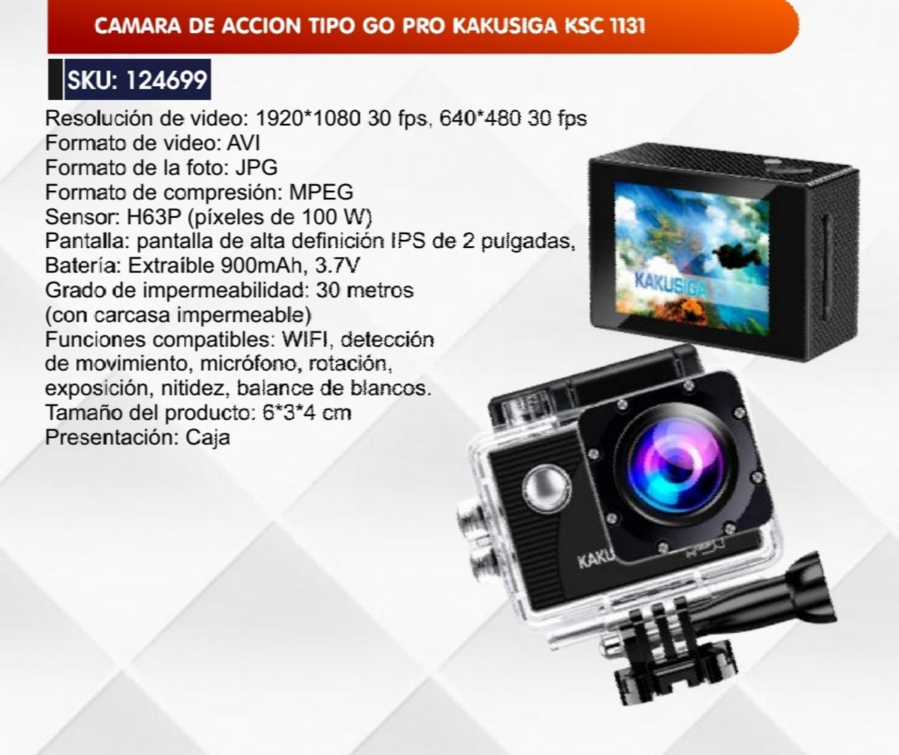 CAMARA DE ACCION TIPO GO PRO KAKUSIGA KSC 1131