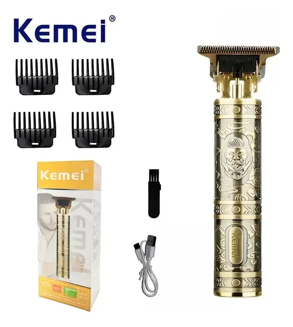 MAQUINA DE AFEITAR KEMEI DORADA USB