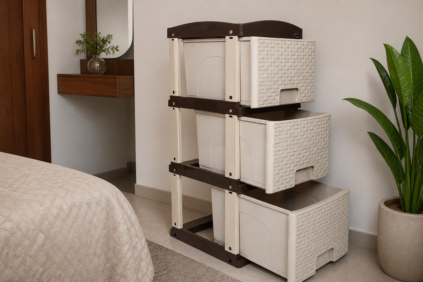 PRACTIMUEBLE PEQ X 3 RATTAN PISTACHO -WENGUE-CLP