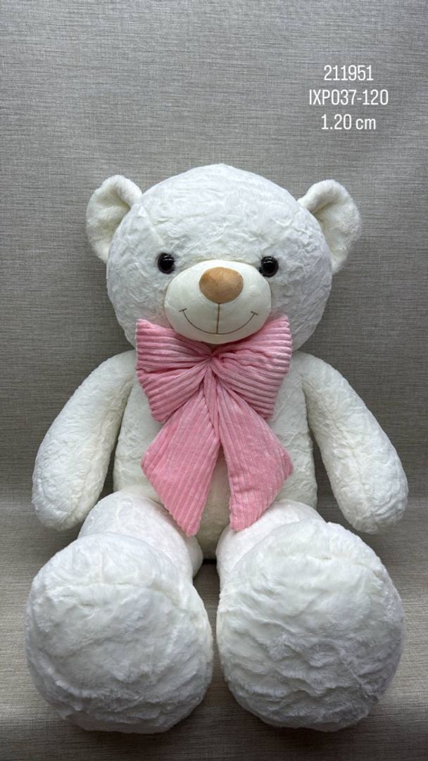 OSO PATAS LARGAS BLANCO CON MOÑO 1, 20 CM