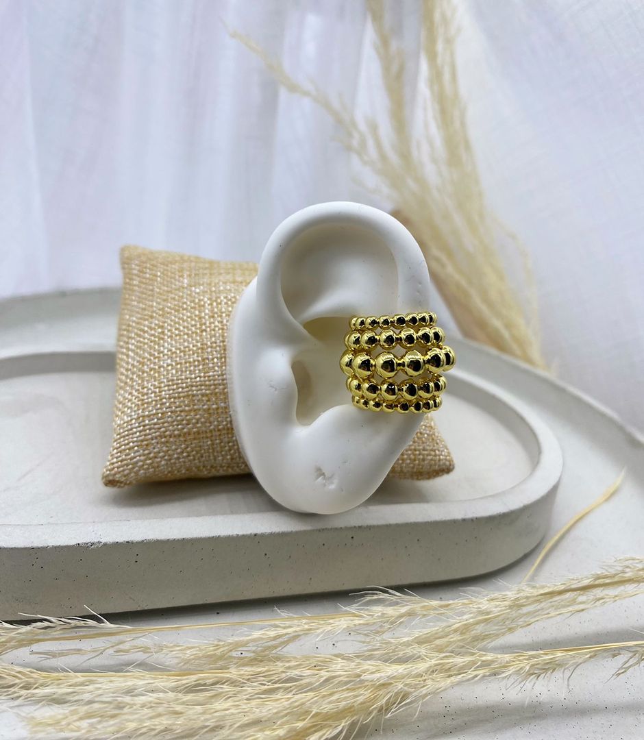Earcuff dorado, perlas, covergold 
