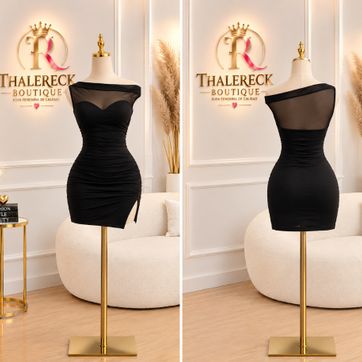 Imagen del producto Vestido corto con malla y hombros descubierto 