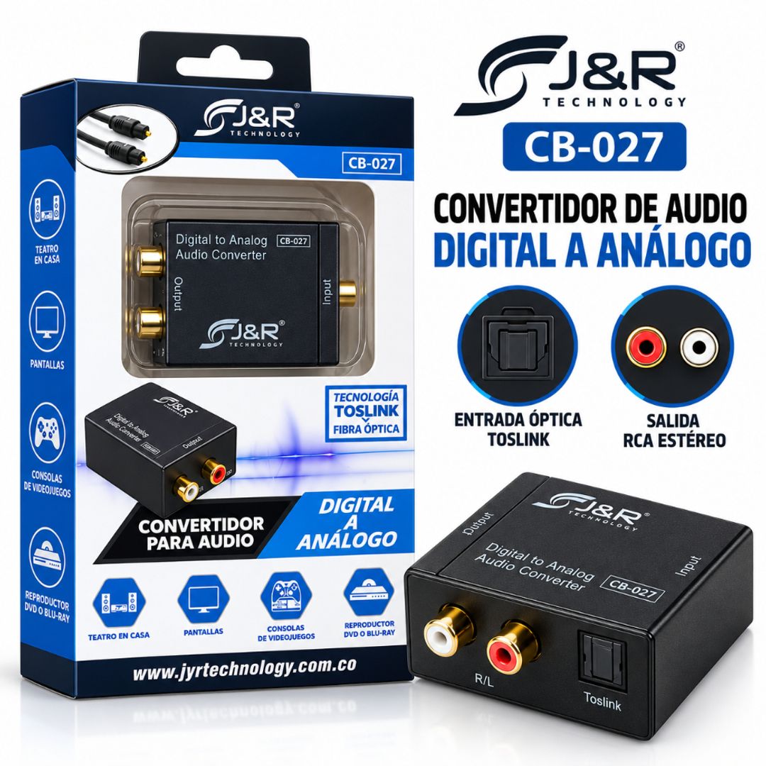 Convertidor de Audio Digital a Analógico J&R CB-027 Toslink Óptico
