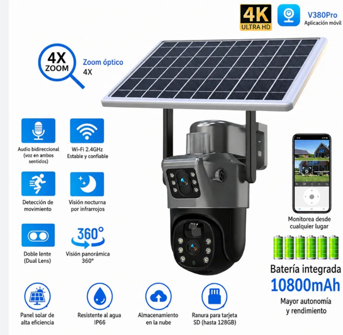 V380 PRO PANEL SOLAR 2MP + 2MP