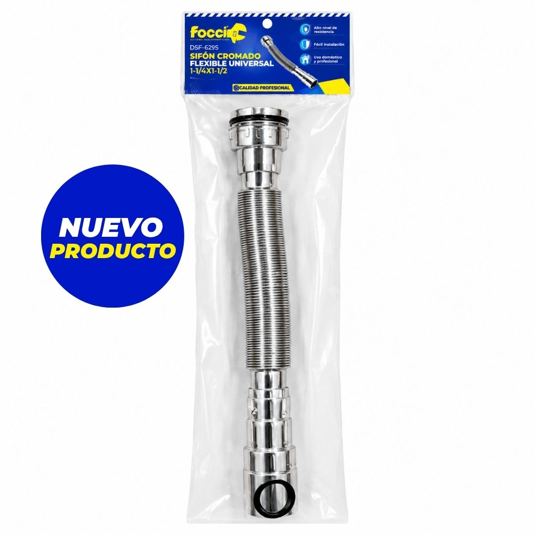 SIFON CROMADO FLEXIBLE UNIVERSAL 1-1/4x1-1/2 FOCCI
