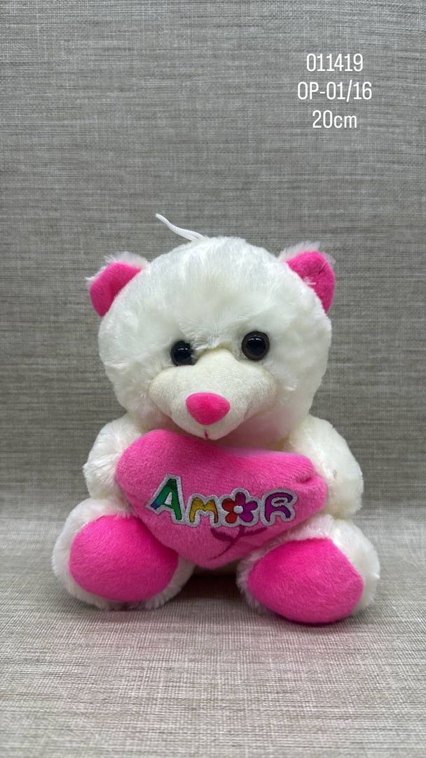OSO CON CORAZON SURTIDO ROJO Y FUCSIA 20 CM