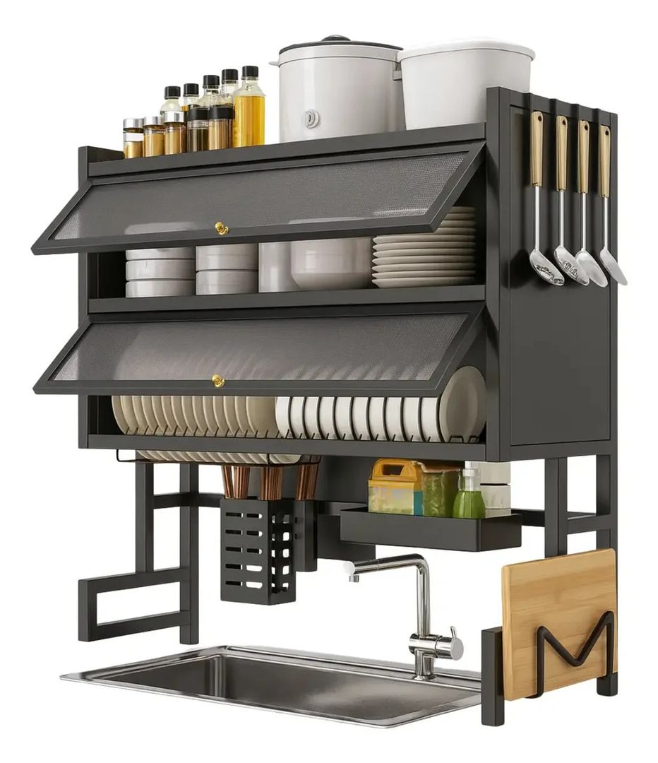 RACK DE COCINA CON GABINETE DOBLE DE 85 CM