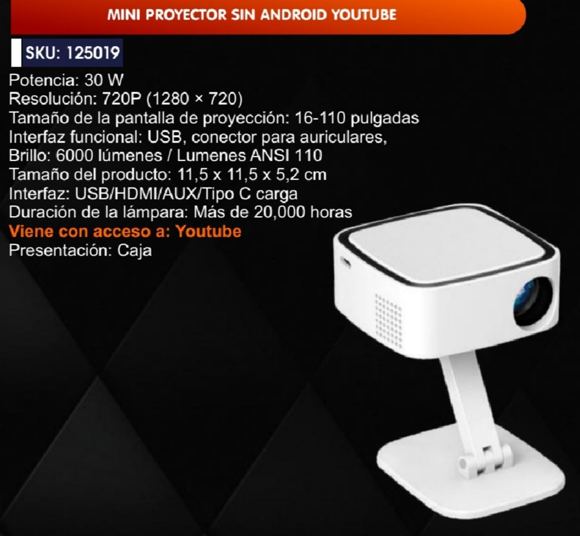 MINI PROYECTOR SIN ANDROID YOUTUBE 