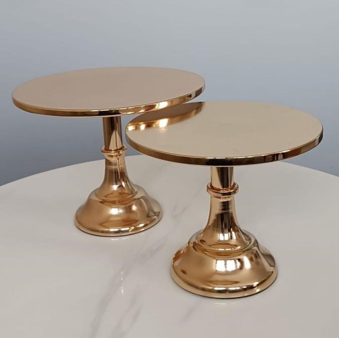 Bases para pasteles dorado en metal con espejo