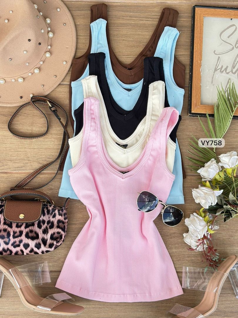 BLUSA RIB CUELLO V VY758