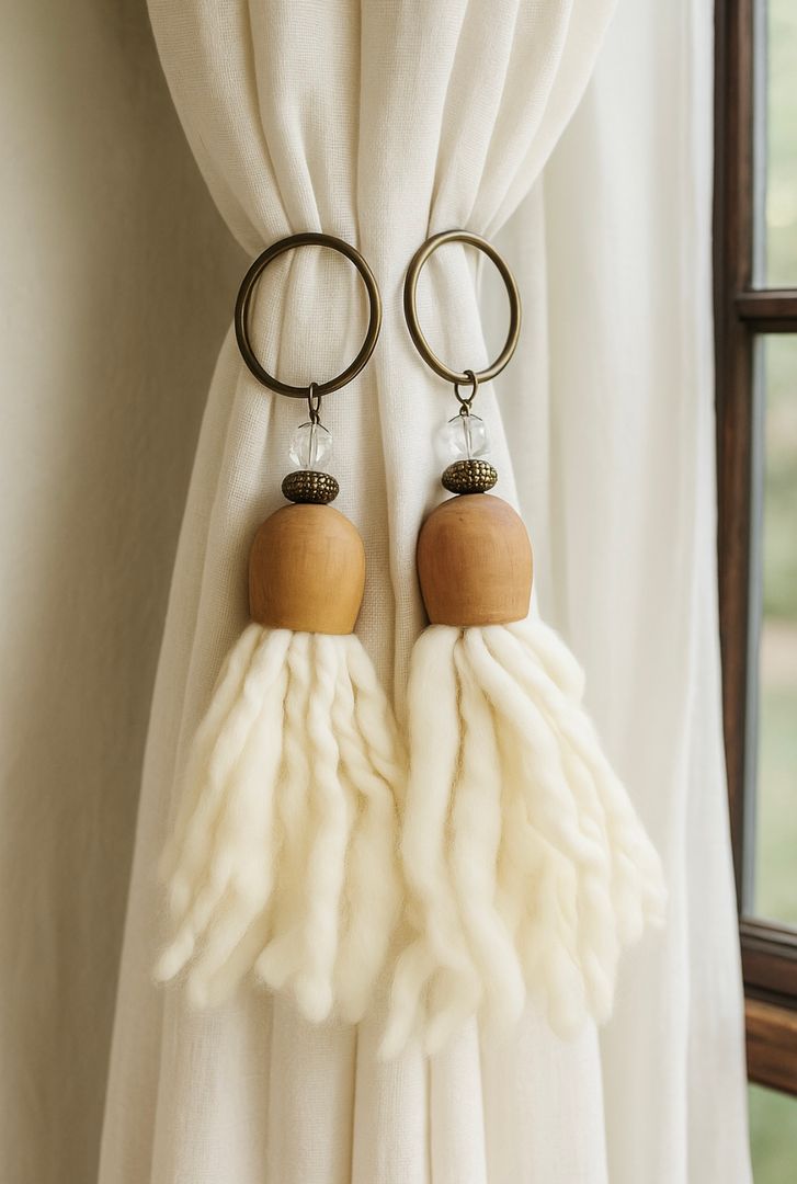 Borlas Decorativas Madera y Lana PAR VENDIDAS 