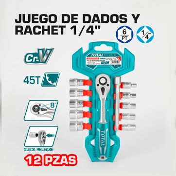 Imagen del producto RATCHET 1/4” 12 PIEZAS + EXTENSIÓN TOTAL