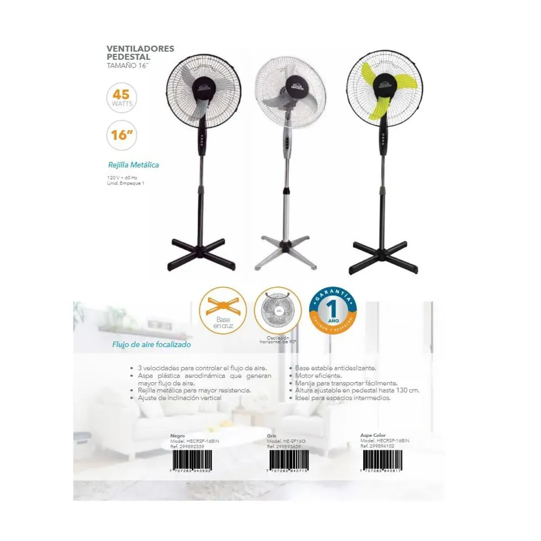 VENTILADOR HOME ELEMENTS 16" 3