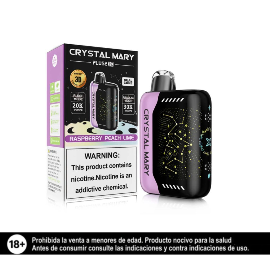 Crystal Mary Raspberry Peach Lime 30.000 Puffs Pulse X