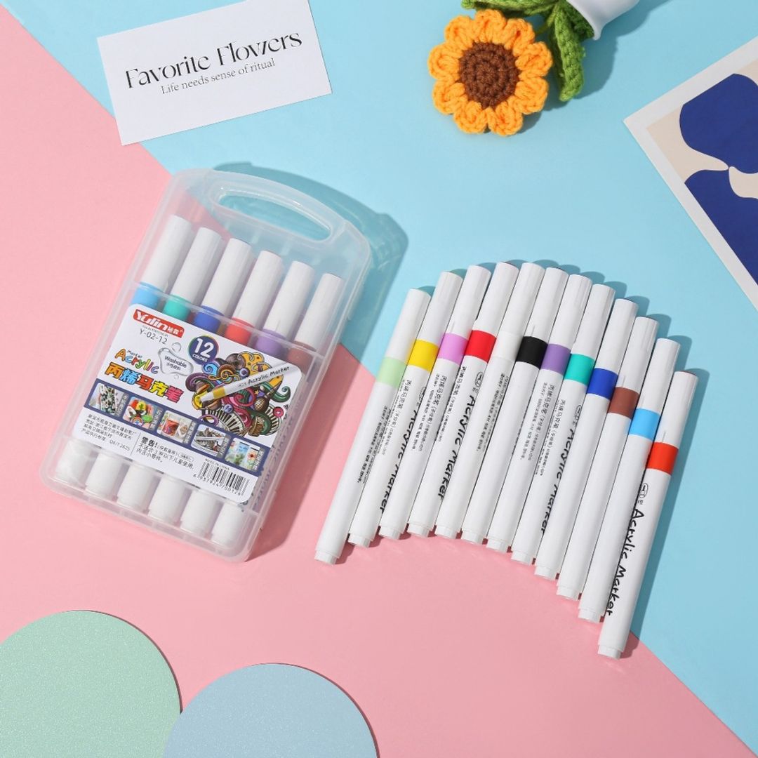 MARCADOR ACRILICO DOBLE X12