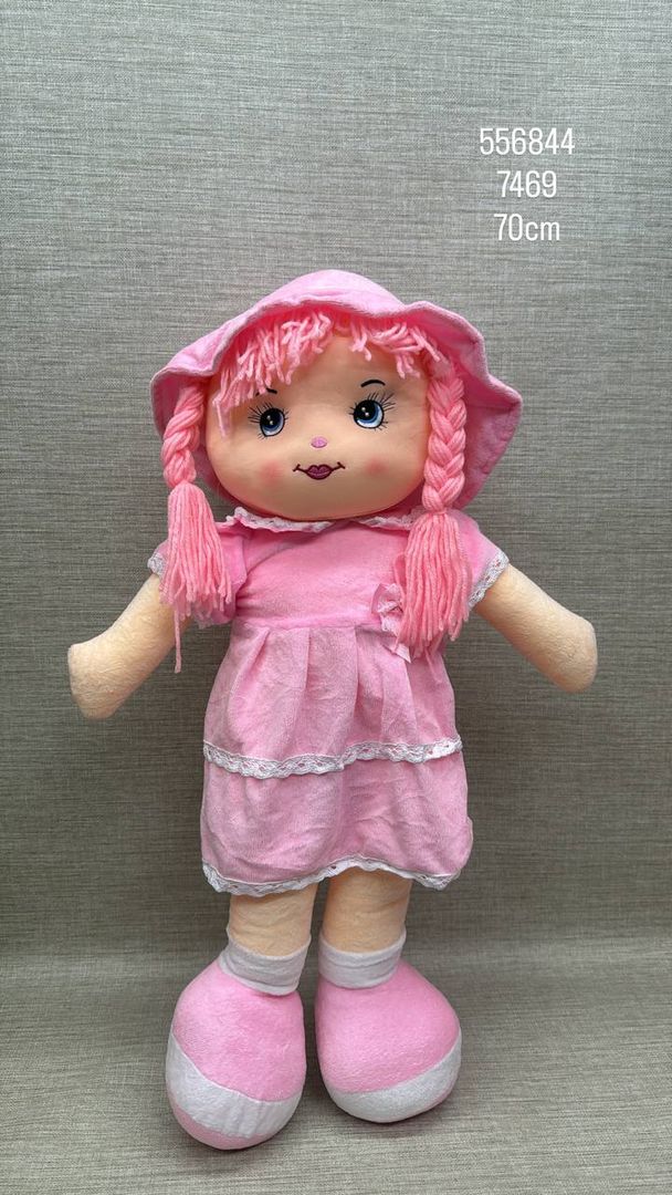 MUÑECA DE TRAPO ROSADA 70 CM