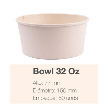    Z. BOWL 32 OZ BIOFORM CARTON PAQ X 50 UND  - imagen 1