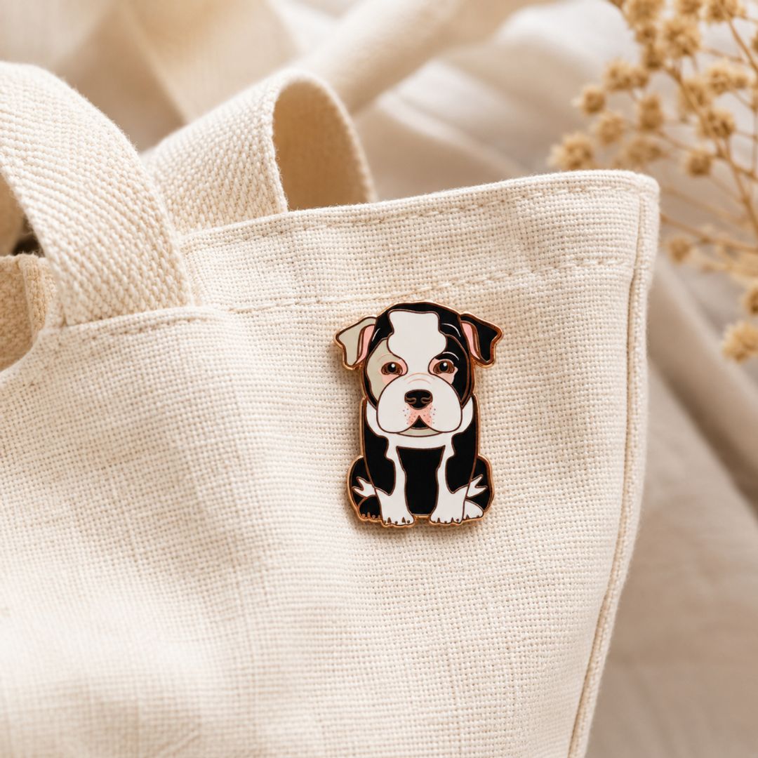 PIN BULLDOG INGLES BLANCO NEGRO