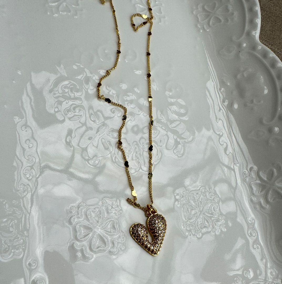Cadena en rodio corazón 