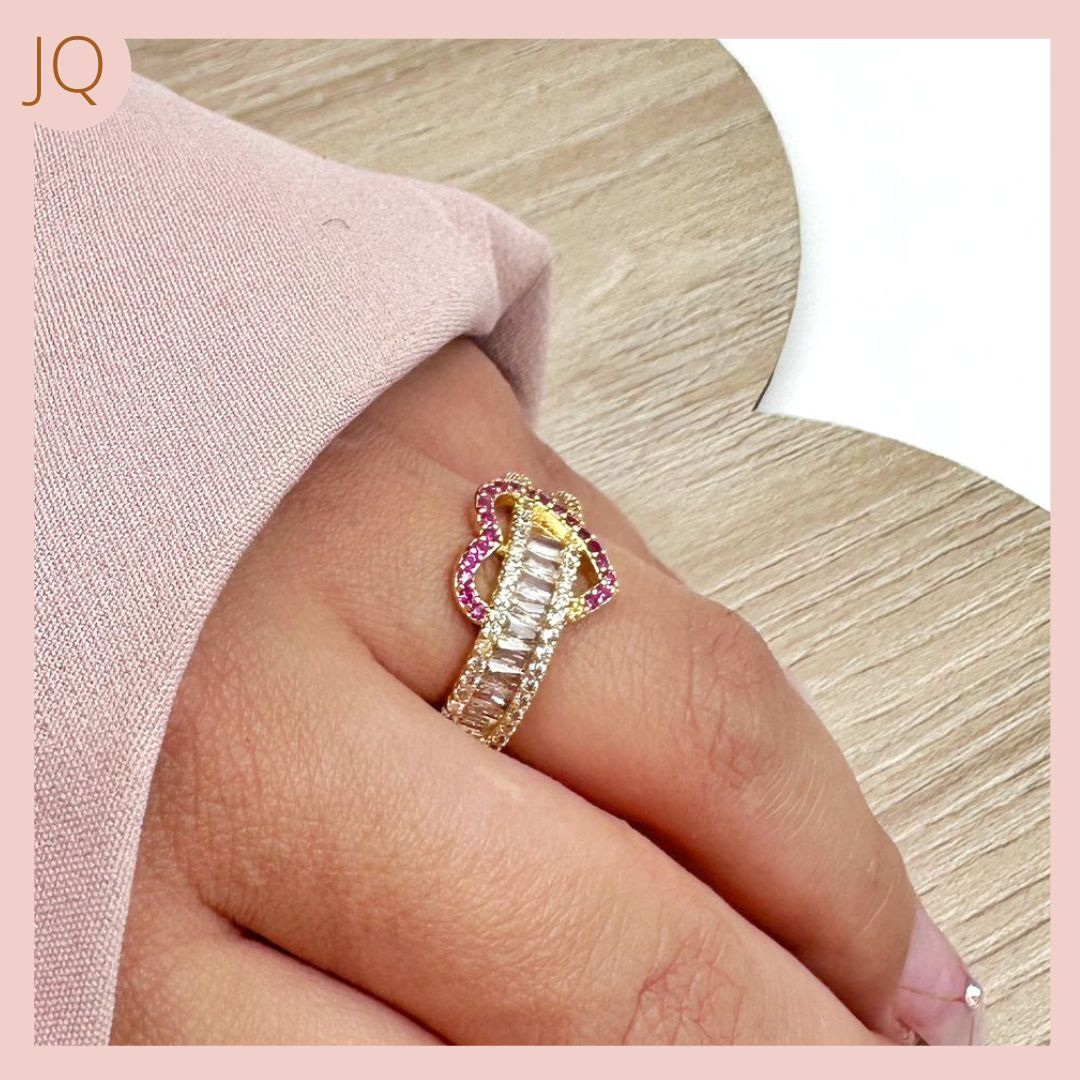 Anillo Rodio Corazon circonados