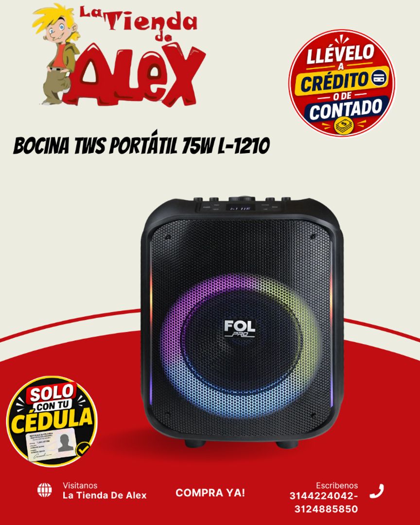 Bocina TWS Portátil 75W L-1210