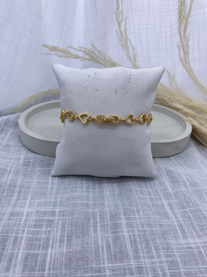 Pulsera corazones, oro rosa, covergold 
