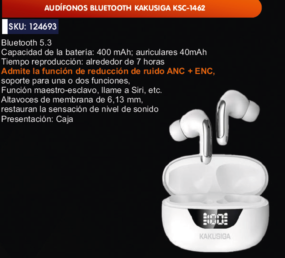 AUDÍFONOS BLUETOOTH KAKUSIGA KSC-1462