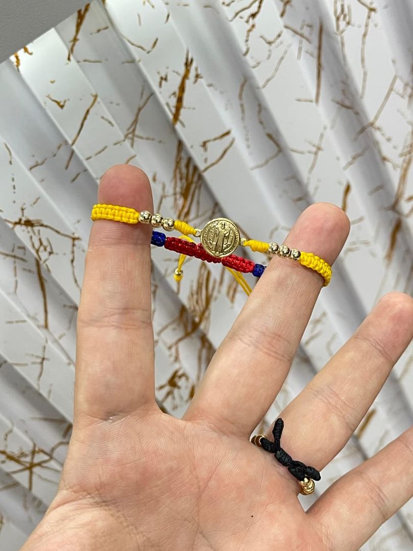 Pulsera san benito tri-color balin 4mm liso